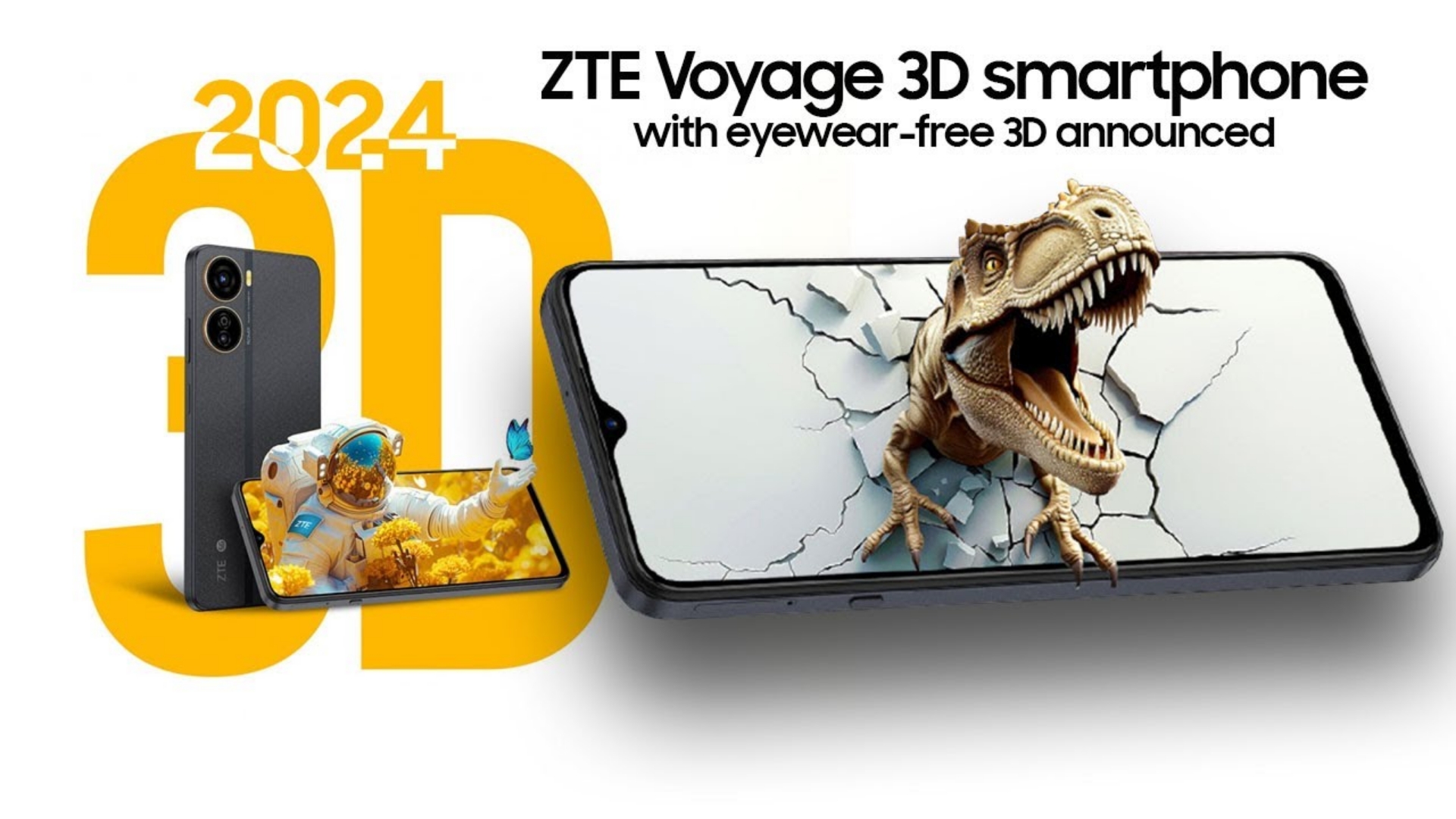 The world's first AI 3D smartphone for naked eyes is ZTE Voyage 3D.