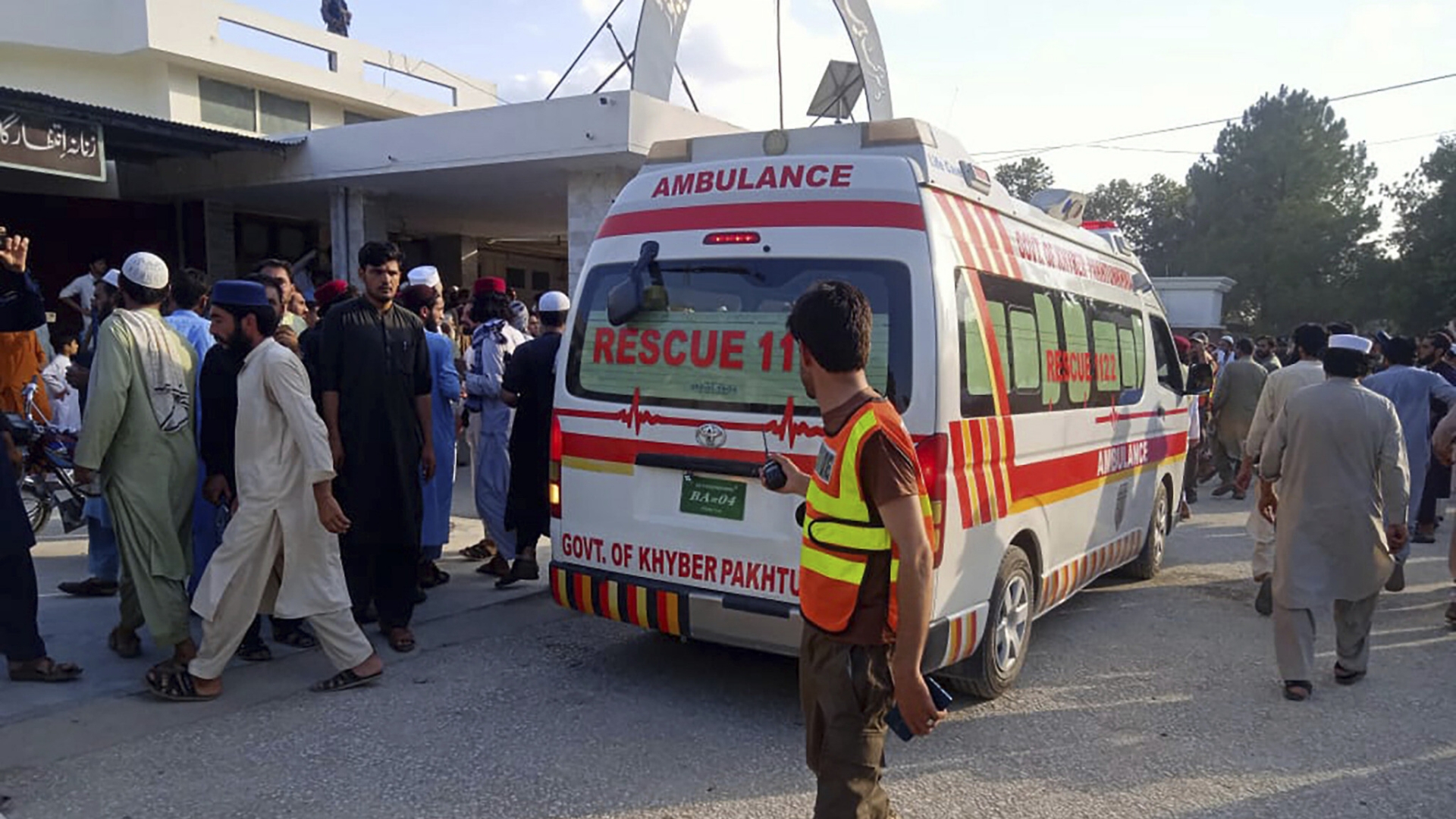 At least 44 people are killed and almost 200 are injured in Pakistan by a suicide bomber.