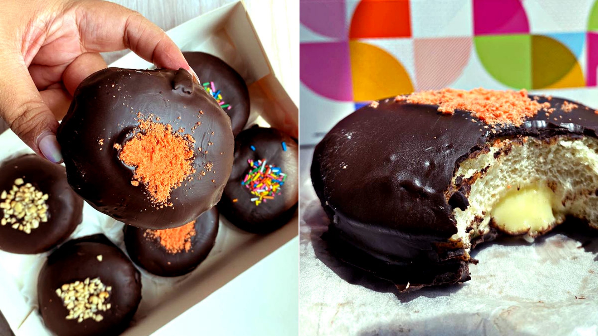 Dunkin's recently announced chocolate-coated Bavarian Donuts have us yelling, and you have to try them!