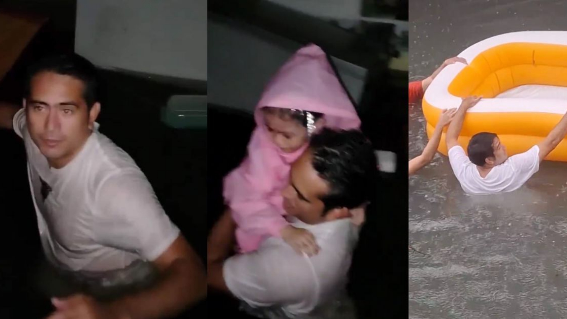 Gerald Anderson assists in saving a family in Quezon City that is stuck in floodwaters.